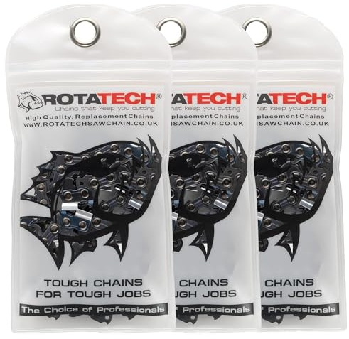 3 x Genuine Rotatech Chainsaw Chain for Black+Decker CS2245-GB Corded Chainsaw, 45 cm, 2200 W