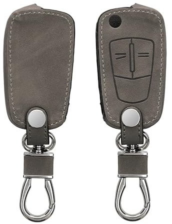 kwmobile Autoschlüssel Hülle kompatibel mit Opel Vauxhall 2-Tasten Klappschlüssel Autoschlüssel - Nubuklederoptik - Kunstleder Schutzhülle Schlüsselhülle Cover - Hellgrau