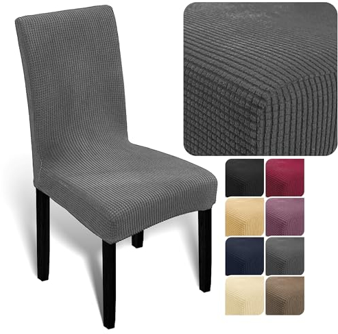 Melody Stuhl überzug Moderne Stuhl Abdeckung Stuhlüberzug weich aus elastischem Material, Universalgröße für Esszimmer- und Schwingstühle (grau, 4er-Pack)