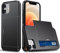 Beajew Coque Portefeuille pour iPhone 11 avec Porte-Cartes, Étui de Protection Téléphone Double Couche Antichoc, Fente Cachée Coulissante, Antichoc TPU+PC Housse Portefeuille - Noir