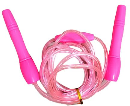 Corda per Saltare Luminosa, Corda per Saltare Che Si Illumina Al Buio, Robusta Altezza Regolabile in PVC per Adulti per Allenamento (PINK)