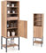 KOMFOTTEU Armario de Almacenamiento de 6 Niveles, Mueble Alto con 4 Estantes Abiertos y 2 con Puerta, Aparador de Cocina con Estantes Ajustables para Sala de Estar, Baño, 38 x 30 x 145 cm (Natural)