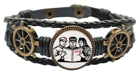 Mao Ze Anthology Chinesischer Soldat Leder Geflochtenes Ozean-Armband, M, Metall