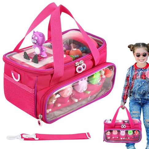 10x6x5.9in Carrying Case For Toniebox, Storage Carrier Bag For Tonie Characters With Shoulder Strap And Handle For Audio Accessories,Home Outdoor Hand Bag For Ton-ies Audio Player And Dolls - Hot Pink