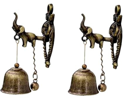 Cabilock Retro Elephant Door Bell Alloy Wind Chime with for Indoor Outdoor Wall Decoration Vintage Hanging Ornament