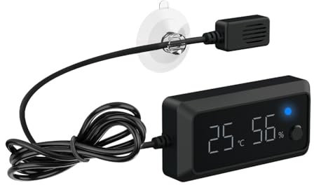 Termometro Igrometro per Acquario, Mini Misuratore Temperatura Umidità LCD, Termometri per Rettili, Acquari, Pollame, Ufficio, Soggiorno