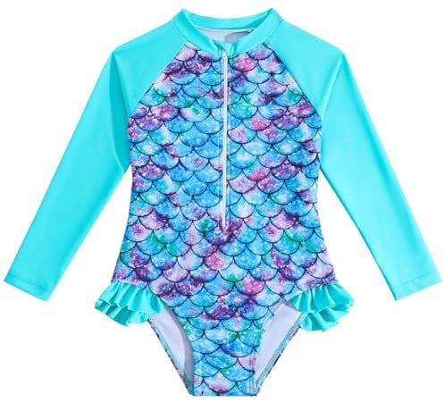 WYTbaby Uv Badebekleidung Mädchen Einteiliger Langarm Badeanzug Mädchen Uv Shirt Kinder Sommer Schwimmanzug für Mädchen Von 5-6 Jahre