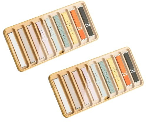 Ysislybin Organizador de Correa de Reloj de Madera, 2 Piezas Caja de Correas de Relojes de Madera con 9 Compartimentos Bandeja De Almacenamiento Para Relojes Con Tapa Superior Acrílica