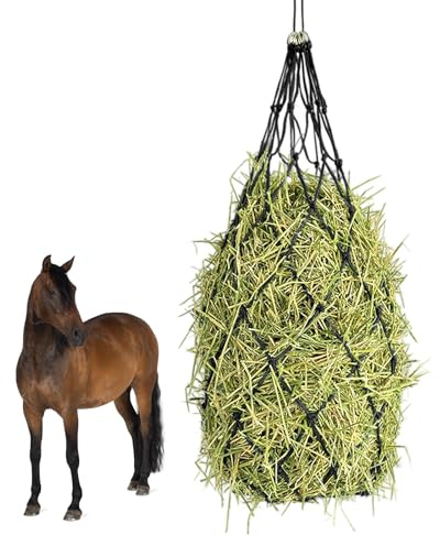 FerraDrend Heunetz für Pferde, 85x84cm, Engmaschig-Rundballen, Schwarz | Langsame Fütterung, Gesundheit Fördern, Für Pferde, Ziegen, Schafe