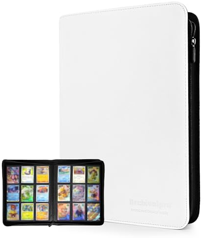 Archivalpro 9 Taschen Premium Kartenbinder 360 Karten Trading Card Binders Zip Card Storage Display Album (9 Taschen 360 Karten Slot, weiß)