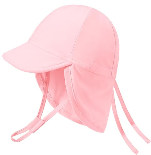 heekpek Cappello da Sole per Neonato Estivo Cappellino Mare Bambino Anti UV Regolabile Protezione del Sole Cappello Bambina Cappellini UPF 50+, Rosa, 6-24 Mesi