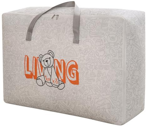 poraceous 38L Borse Stoccaggio Vestiti Grande, Borse di Stoccaggio Trasloco con Cerniera e Manici, Contenitori per Armadio Salvaspazio, per Trapunte, Cuscini, Coperte, Vestiti(50 x 30 x 25 cm)