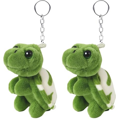 Schildkröte Kuscheltier Schlüsselanhänger Plüsch – 2 Stück Schildkröte Kuscheltier Klein Schlüsselanhänger, Weich und Süß für Schlüssel und Dekoration (8CM)