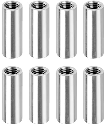 Vauki 8 unidades de manguito roscado M6 x 30 mm, casquillos roscados de acero inoxidable, inserto roscado, casquillo roscado M6, tuerca de acoplamiento de manguito redondo para el hogar y la oficina
