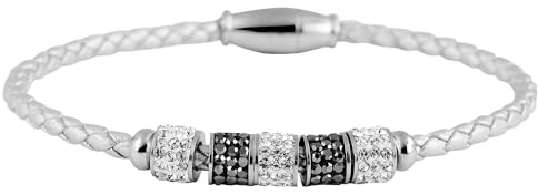 Akzent Armband Damen - Premium Armband Damen in Silber aus Leder, 100% Wasserfest & Hautverträglich