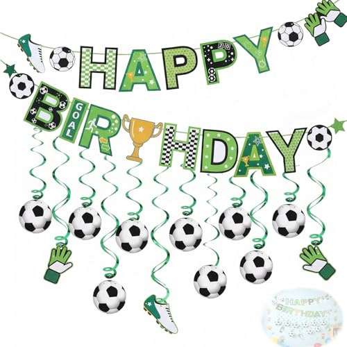Fussball deko Geburtstag Kinder - Geburtstagsgirlande für Kindergeburtstag, Fussball Geburtstag deko Jungen Party Deko mit Hochwertiger Girlande