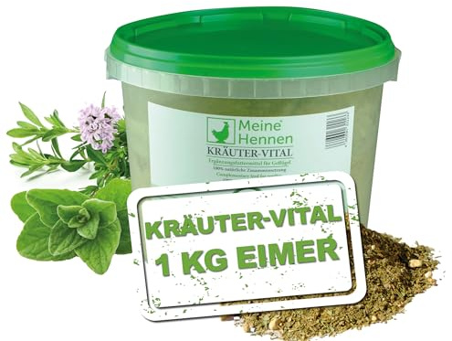 Meine Hennen Kräuter-Vital 1kg Natürliche Kräutermischung Ergänzungsfuttermittel für Hühner & Wachteln Oregano Knoblauch Thymian Mix Ohne Zusatzstoffe Ergiebiges Geflügelfutter zur Beschäftigung