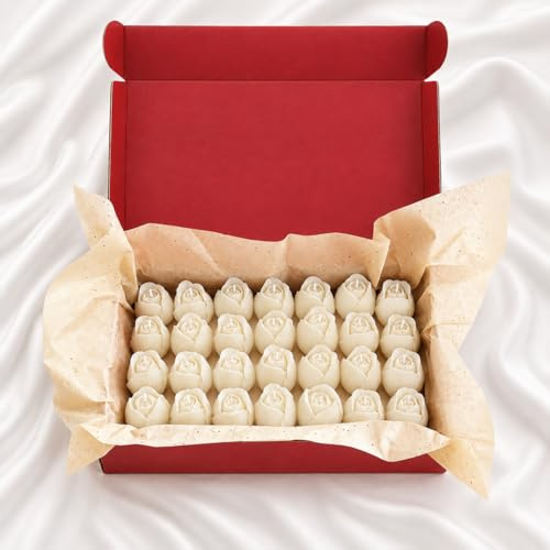Velas en Forma de Rosa, Set de 56, Regalos de Cumpleaños Bodas Comuniones | Velas Artesanales · Cera de Colza Natural · Decoración para cena romántica · Fiestas y Eventos · Hecho en España