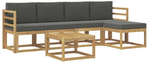 vidaXL Outdoor-Sofagarnitur mit Kissen 6 pcs Weiß und Anthrazit, Garten-Couch, modernes Sofa-Set für draußen, langlebige Möbel, Coole Terrasse, stilvolles Loungen im Freien