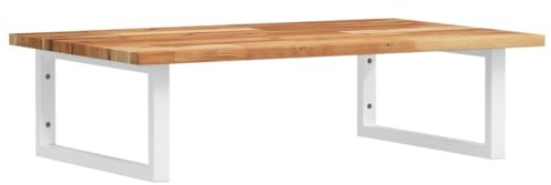 vidaXL Waschtischplatte mit Halterung, Holzplatte Waschtischkonsole Wandmontage, Waschbeckenplatte Wandkonsole Wandregal, Stahl Massivholz Akazie