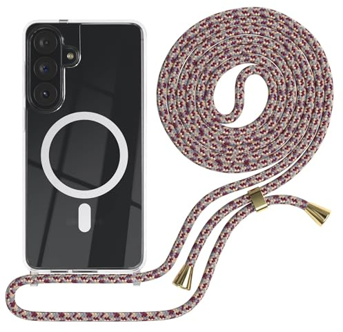 EAZY CASE - Handykette kompatibel mit Galaxy S26 Plus Kette zum Umhängen Stoßfest Handyhülle für Galaxy S26 Plus Silikon Hülle mit Band Handytasche Transparent als Fallschutz in Rot Camouflage
