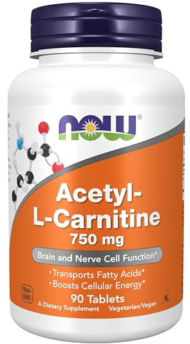 NOW Supplements, Acetyl-L-Carnitine 750 mg, Brain Energy*, 90 Tabs