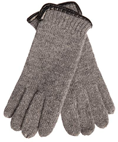 EEM Damen Strickhandschuhe, aus reiner Schurwolle, weich, Saum mit Paspelierung, ungefüttert, grau-meliert S