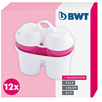 BWT Filterkartusche Magnesium Mineralized Water 12 Stück | Mit Magnesium Wasserfilter Trinkwasser | Für Speisen & Getränke | Filtert Kalk, Chlor, Blei & Kupfer | für Wasserhärte ab 15°dH geeignet
