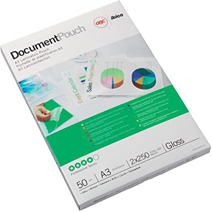 GBC Laminierfolien A2 125 mic, Robuste Laminiertaschen im 100er Pack, Großformat, Glänzend, Transparent, Ideal für Büro & Schule, IB589799