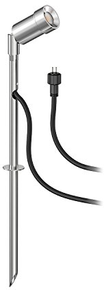 ledscom.de Kleiner LED Gartenstrahler mit Erdspieß SPICO für außen, IP44, aluminium, warmweiß
