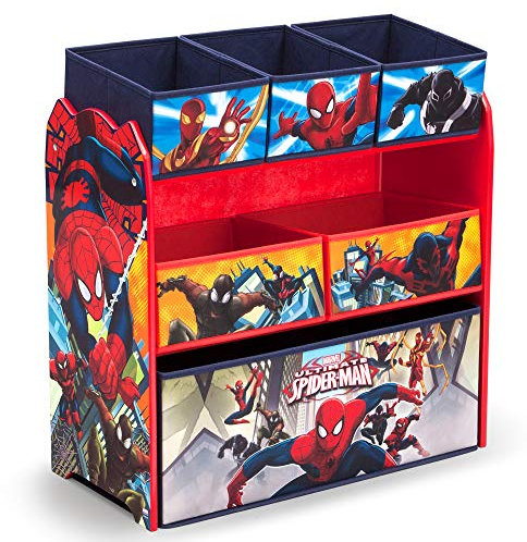 Delta Children Spider-Man Multi-Bin Toy Organiser, Plastic, Red and Blue