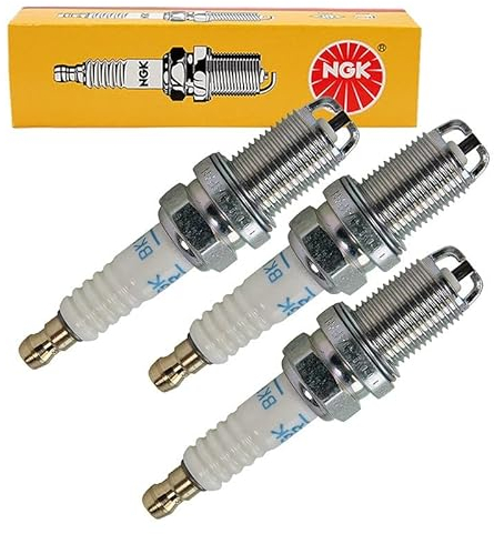 NGK 3x Zündkerze BKR6EKE für Auto, Nickel, 0.90 mm, 19.00 mm, 3 Stk