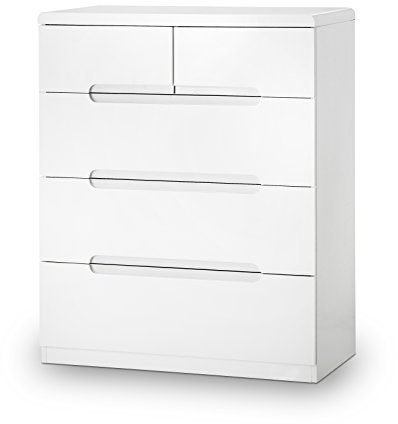Julian Bowen Manhattan 3+2 Drawer Chest - High Gloss White Chests
