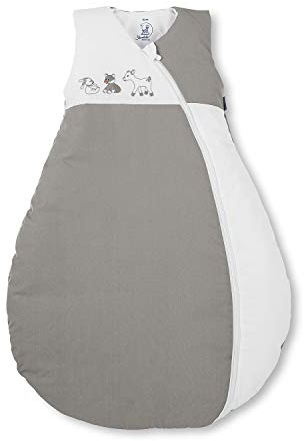 Sterntaler Schlafsack für Kleinkinder, Ganzjährig, Wärmeregulierung, Reißverschluss, Größe: 70, Waldis, Weiß/Grau