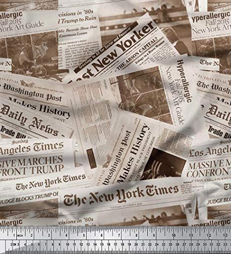 Soimoi 58 Zoll breit Zeitungs-Druck Baumwoll Voile Stoffe Nuhen Material durch die Meter-Gray