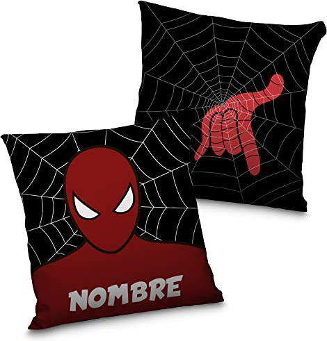 Benutzerdefiniertes quadratisches Kissen mit Namen. Geschenk für Superhelden, einzigartig, originell und exklusiv. Premium Qualität Verschiedene Größen zur Auswahl. Füllung inklusive. SPIDERMAN