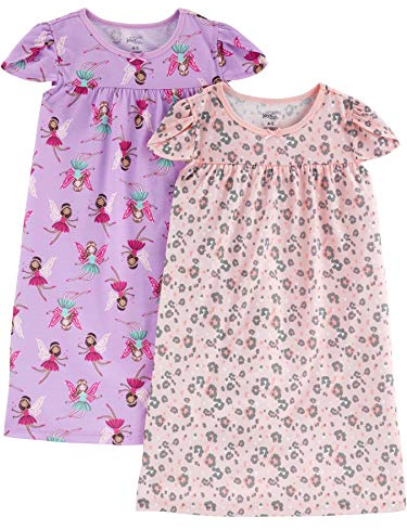 Simple Joys by Carter's Big Kid, Girls' Nightgowns, Pack of 2, Fairy/Animal Print, 4-5