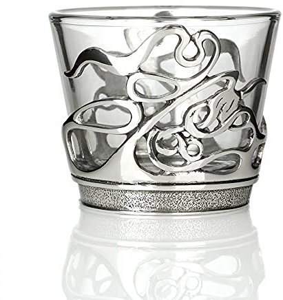 Celtic Swirls Teelichthalter aus Glas & Zinn mit keltischen Ornnamenten