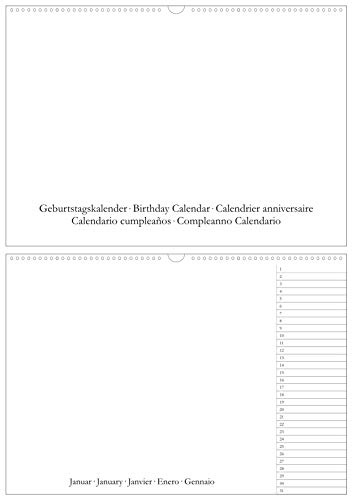 Geburtstagskalender Bastelkalender in DIN A3 / A2 - Wandkalender immerwährend - Querformat/quer - Kreativkalender Fotokalender DIY Do-it-yourself - XXL - weiß (A3)