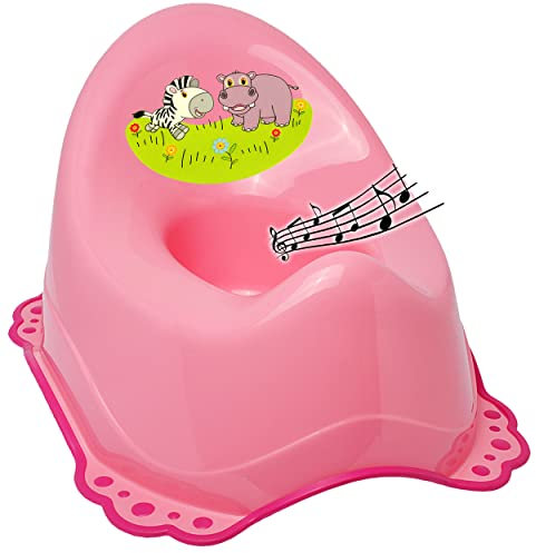 alles-meine.de GmbH Musik & Sound - Anti RUTSCH - Töpfchen/Nachttopf/Babytopf - rosa - pink Tiere - Zebra & Nilpferd Bieco - Melody - mit großer Lehne + Spritzschutz - ru..