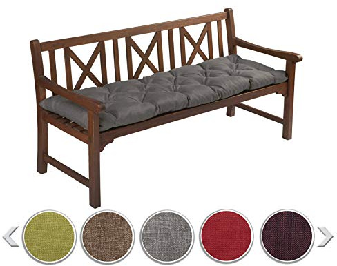 sunnypillow Bankauflage Outdoor - Bankkissen für Bank 150 x 60 cm - Sitzkissen für Hollywoodschaukel - Polsterauflage, Auflage für Gartenbank - Gartenkissen, Stuhlkissen für Gartenmöbel Anthrazit