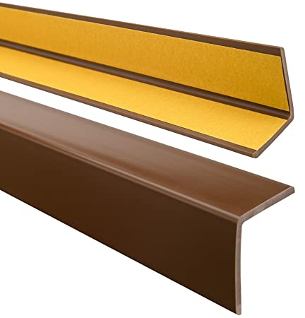 Quest Cornière PVC 27x27mm – Baguette d’angle de protection, profilé autoadhésif – Protection et rebords, souple autocollant – Marron, 165cm
