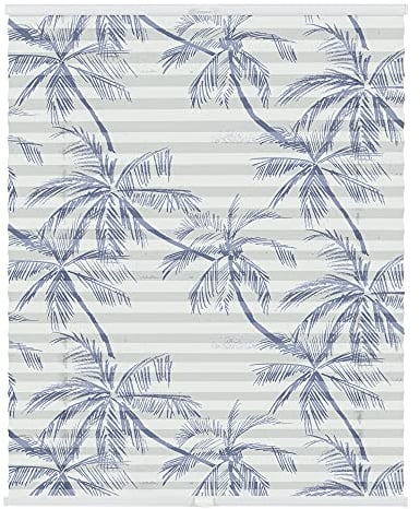 Lichtblick Plissee Klemmfix mit Motiv, ohne Bohren, Verspannt, Blickdicht, Lichtdruchlässig, Made in Germany, Julia Schumacher, Blueprint Palms - Blau 90 x 130 cm (B x L)