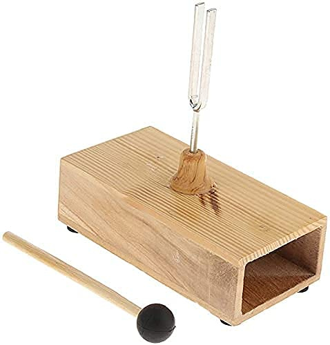 Stimmgabel 440 Hz, Stimmgabel mit Resonanzkörper und Holzhammer, Holzbox, Resonator-Holzbox, Lernspielzeug