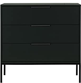 WOOOD Adam Schubladenschrank Schwarz - Kommode Sideboard aus Kiefer Holz Beistellschrank Vorratsschrank 93x94x52 cm