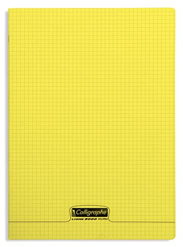 Calligraphe 18384C Un Lot de 10 Cahiers Agrafés Jaunes (une Marque de Clairefontaine) - 24x32 cm - 96 Pages Petits Carreaux - Papier Blanc 90 g - Couverture Polypro Transparent