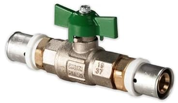 Pressfitting Aluverbund Selfio-Press Kugelhahn 20 x 2 mm mm Flügelgriff grün TH + U Kontur DVGW