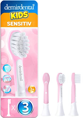 demirdental Ersatzbürsten für Kinder passend für Philips Sonicare Ersatzbürsten Kids, Compact Mini geeignet für 3-6 Jahre, entspricht HX6034, Rosa, 3er Set