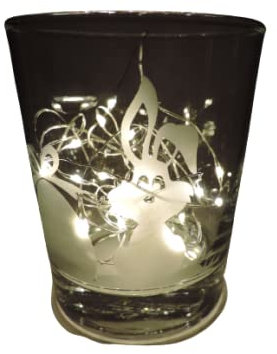 Lichtidee Teelicht Glas Windlicht Glas Trink Glas geätzt, Tischlicht Motiv Hase mit Ei , Maritim, Natur, Handmade Unikat Liebe Ostern Muttertaggeschenk, Höhe 8cm,