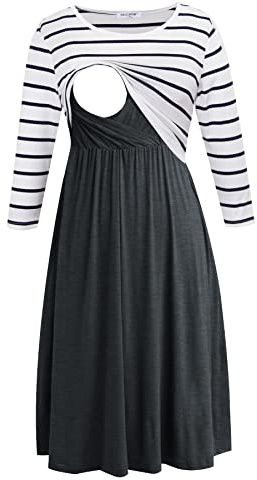 Smallshow Nursing Dresses 3/4 Sleeve Maternity Breastfeeding Dress for Women